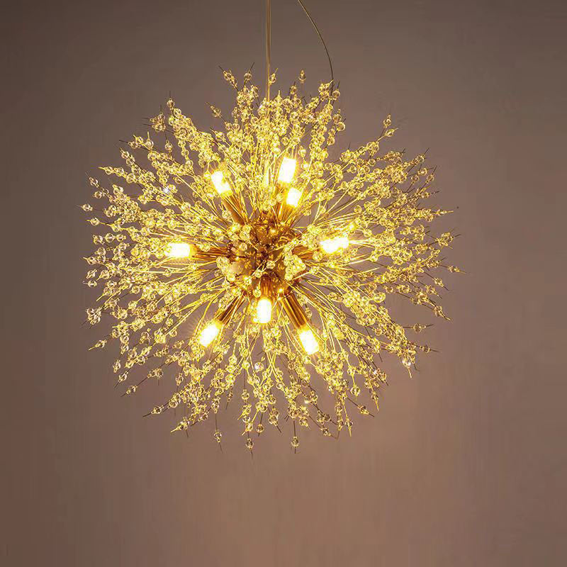 Scandinavian Style Dandelion Crystal Chandelier for Bedroom Lighting