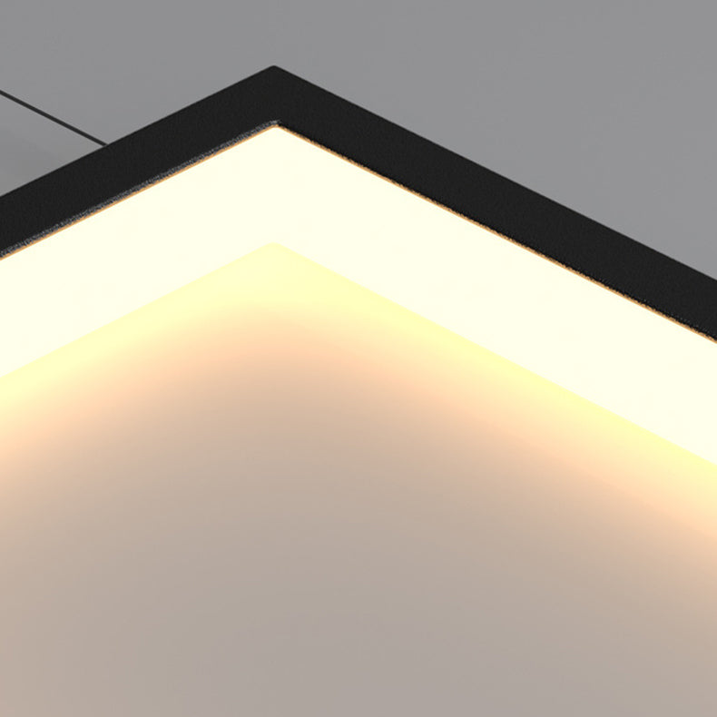 Sleek Black Minimalist Iron and Aluminum LED Chandelier for Stairway