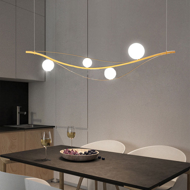 Nordic Style 4-Light Island Chandelier in Black Metal for Kitchen Diner