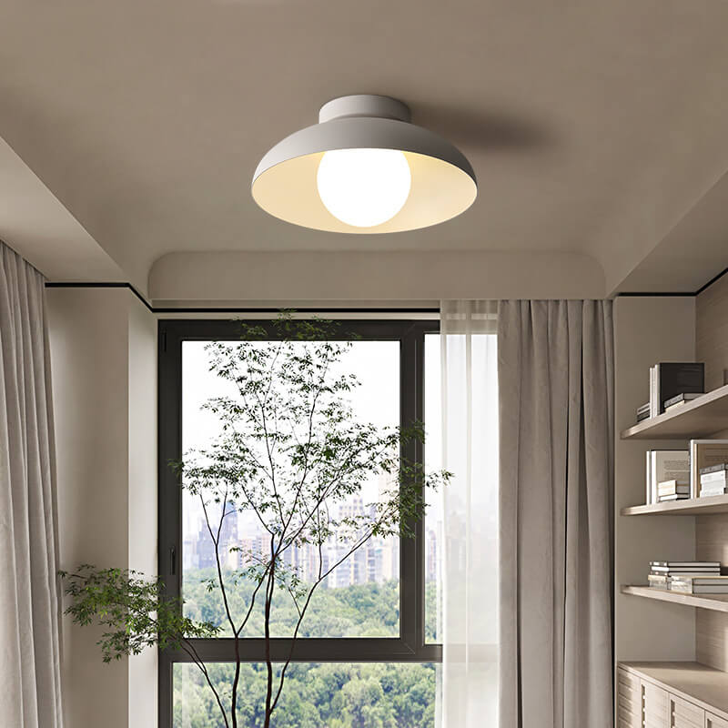 Nordic Wabi-Sabi Iron & Glass Semi-Flush Mount Light for Living Room