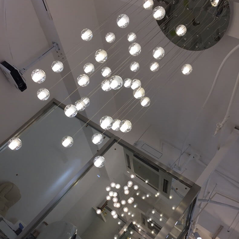 Modern Crystal Orb LED Chandelier Pendant for Luxurious Staircase Decor