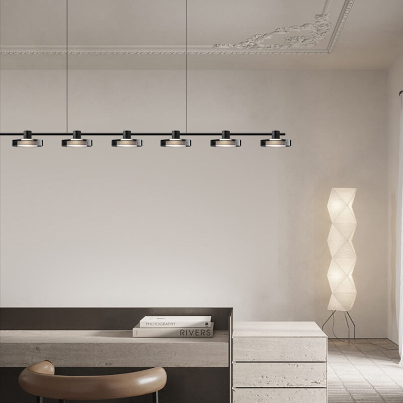 Nordic Black Stainless Steel LED Island Chandelier for Kitchen Decor