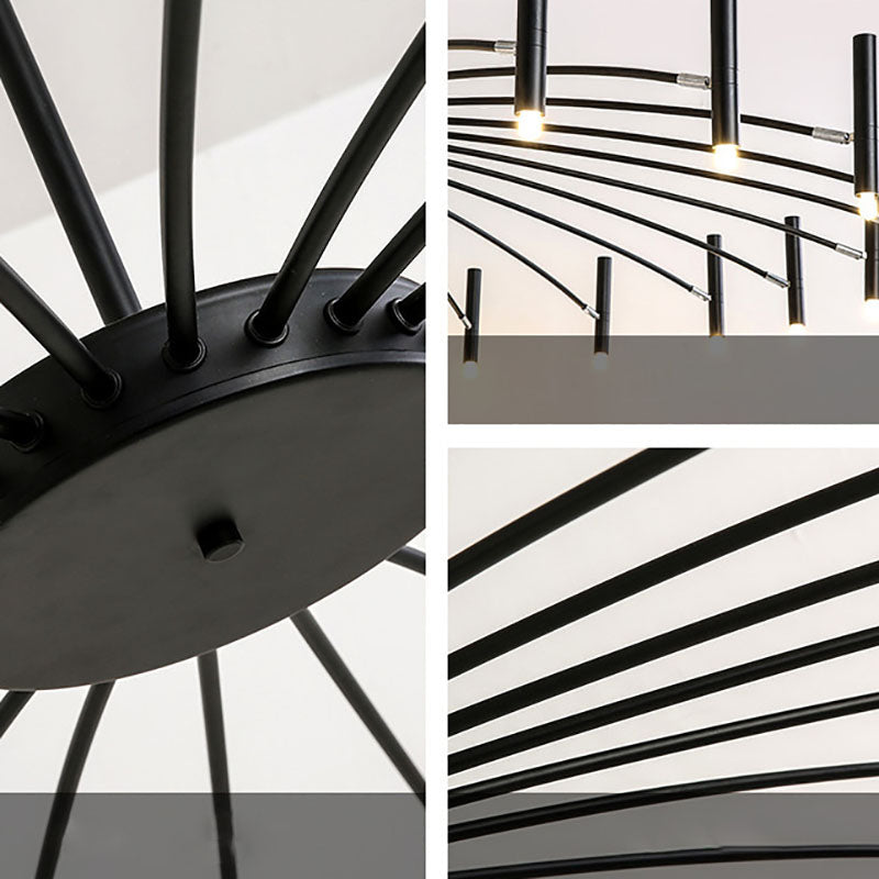 Modern Round Radioactive Iron Aluminum Chandelier for Living Room Lighting