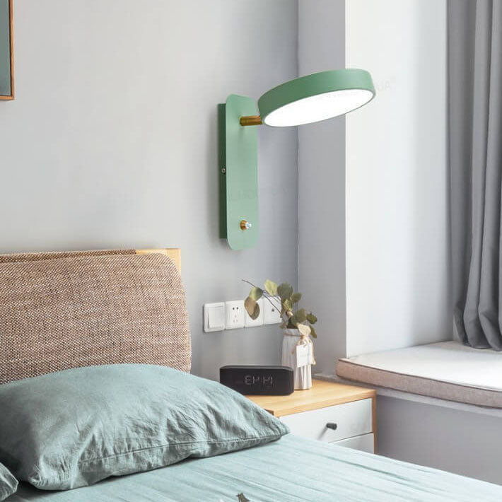 Modern White Round Rotatable LED Wall Sconce for Bedroom or Reading