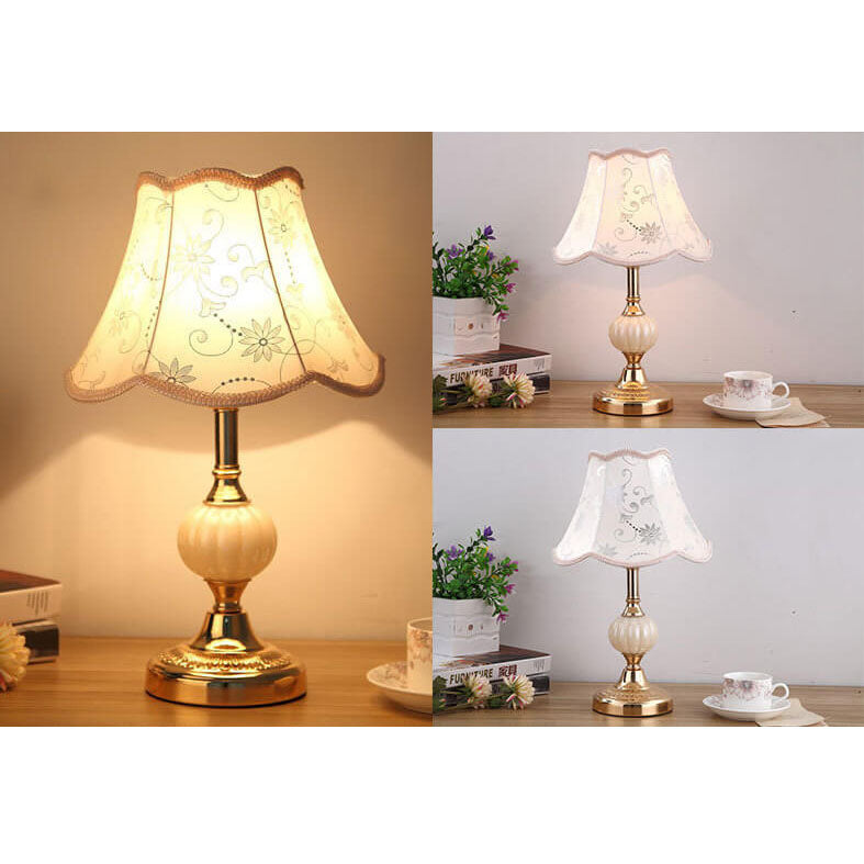 Nordic Vintage Floral Glass Table Lamp for Bedroom or Living Room Decor