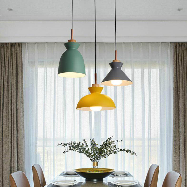 Contemporary Nordic Metal Macaron 3-Light Chandelier for Dining Room