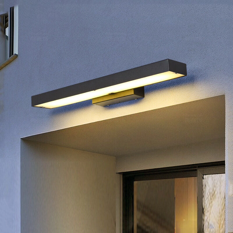 Minimalist Black Rectangular LED Outdoor Wall Sconce Lamp for Patios