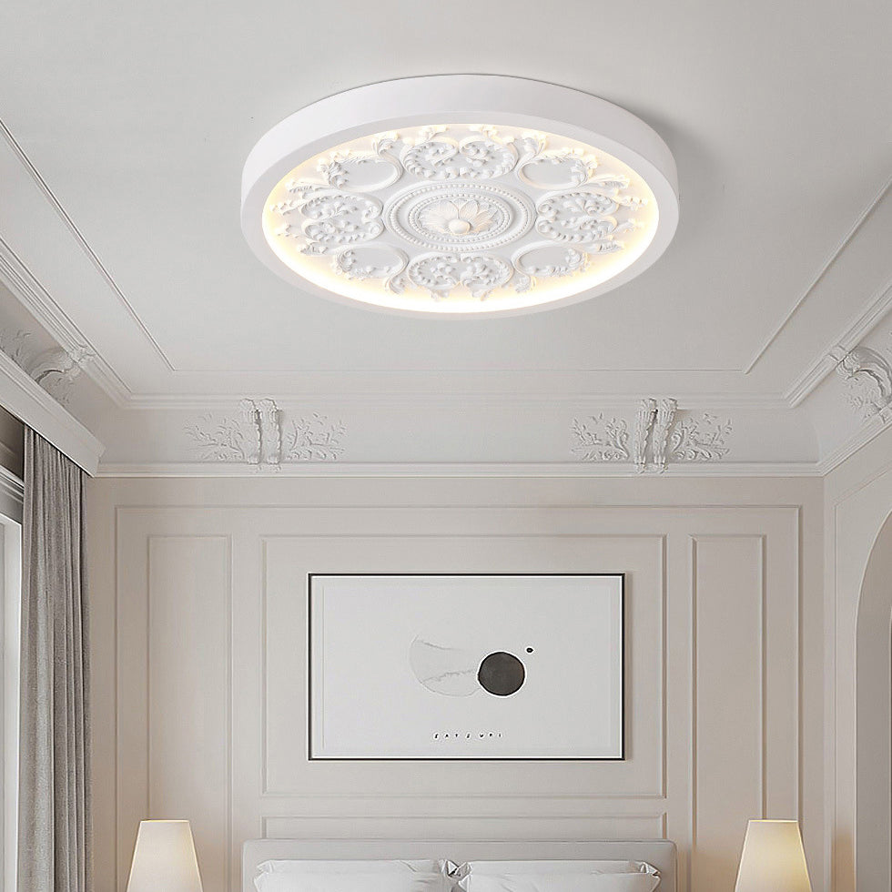 Sleek Black Iron & Resin LED Flush Mount Ceiling Light for Bedroom