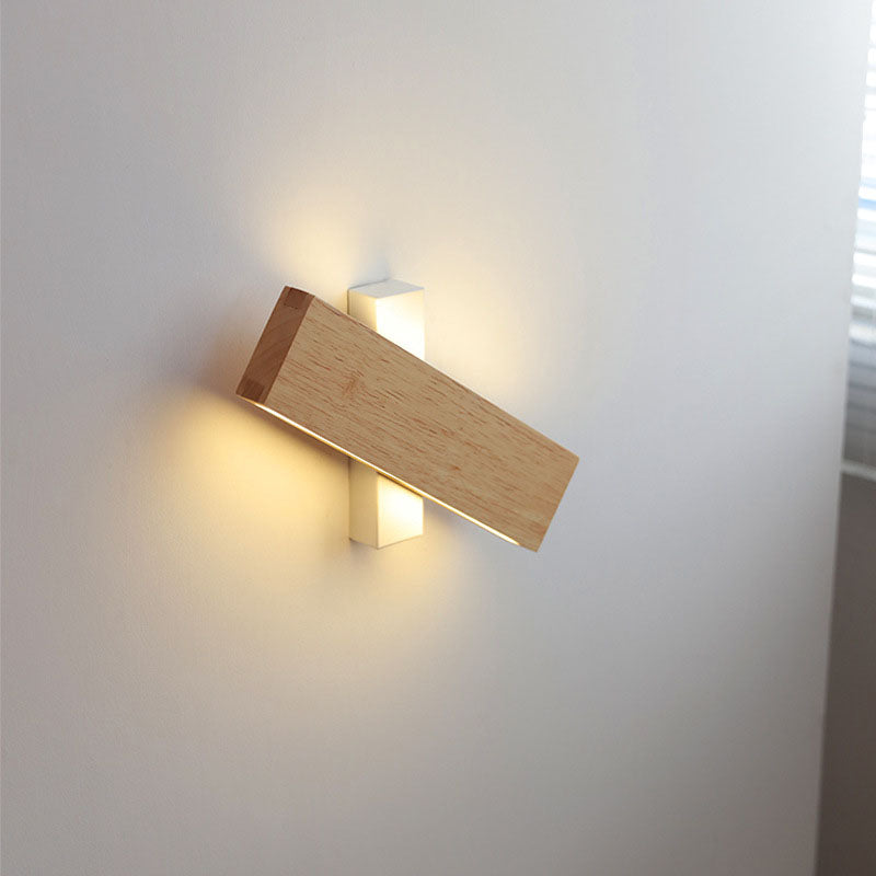 Nordic Style Rotatable Solid Wood LED Wall Sconce for Contemporary Spaces