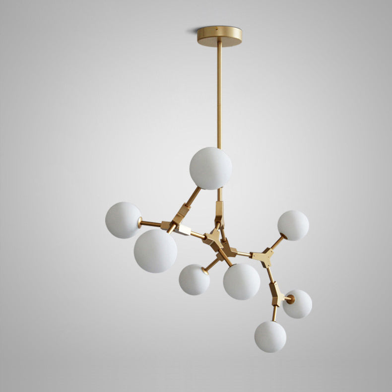 Scandinavian Glass & Iron Chandelier, 6/8 Lights for Modern Bedrooms