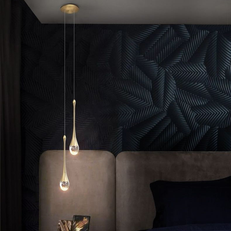 Scandinavian Water Drop Crystal LED Chandelier for Bedroom Decor