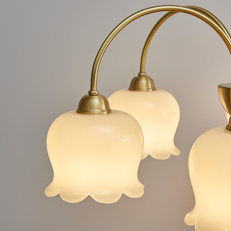 Vintage Floral Copper Glass Chandelier Light Fixture for Elegant Living Room