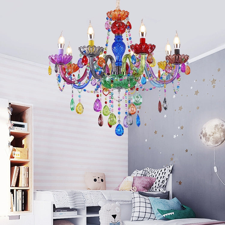 Elegant Black Crown Iron and Glass Crystal Chandelier for Dining Room