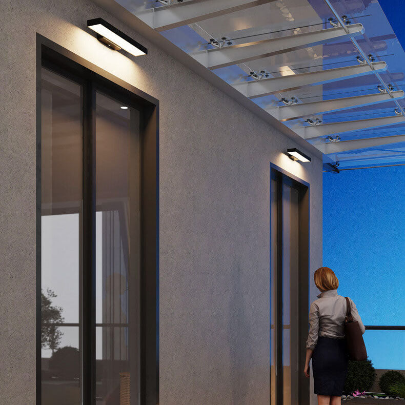 Minimalist Black Rectangular LED Outdoor Wall Sconce Lamp for Patios