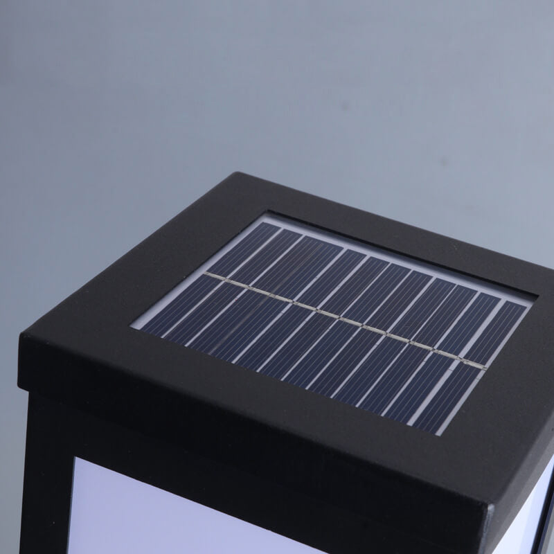Contemporary Black Waterproof Solar Square Pathway Lantern for Outdoors