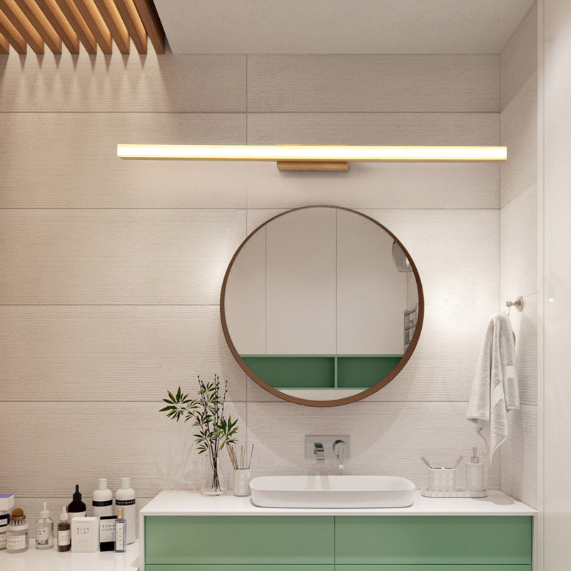 Scandinavian Natural Wood LED Wall Sconce Lamp for Modern Bathrooms
