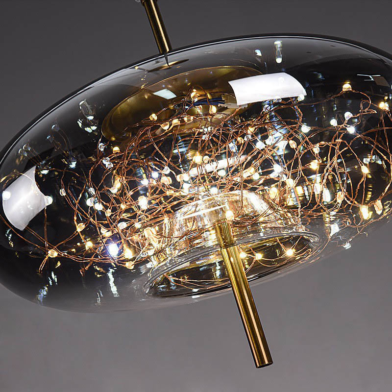 Scandinavian Contemporary Oval Glass Pendant Light for Bedroom Decor