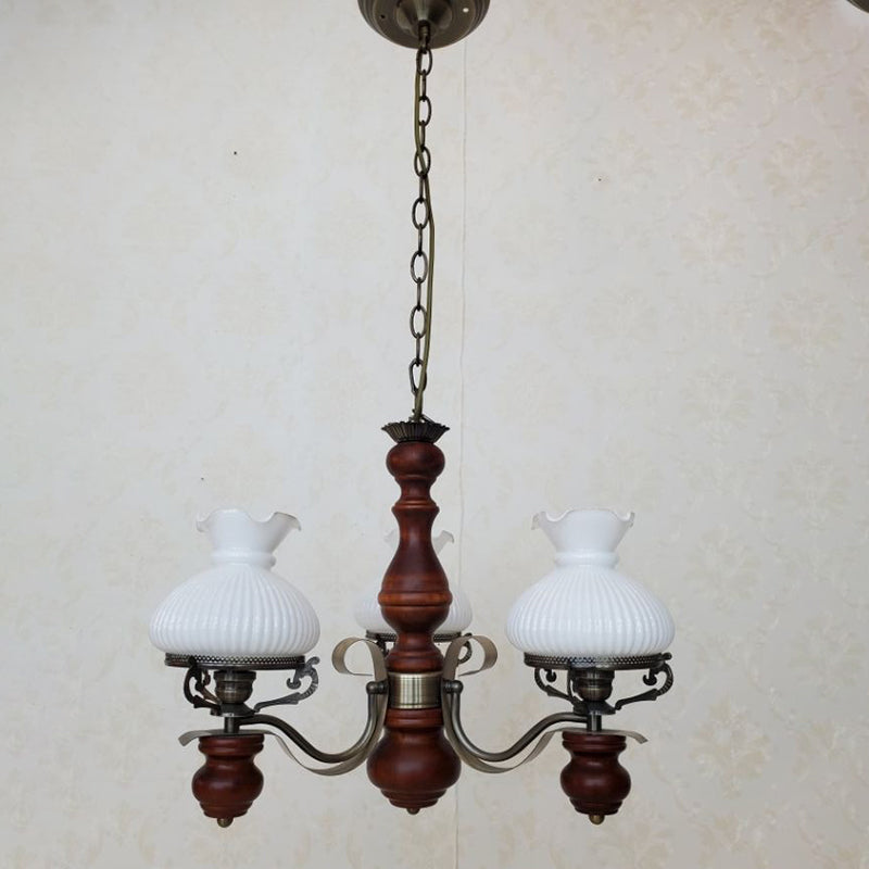 Rustic Iron and Wood 3-Light Candelabra Chandelier for Living Room
