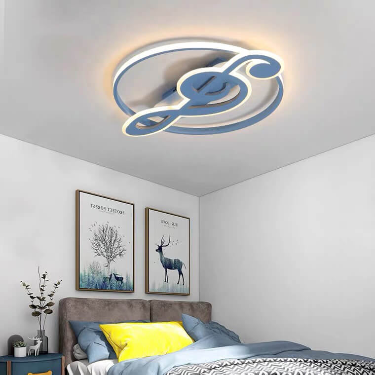 Nordic Style White Music Notes LED Flush Mount Light for Bedroom Hallway