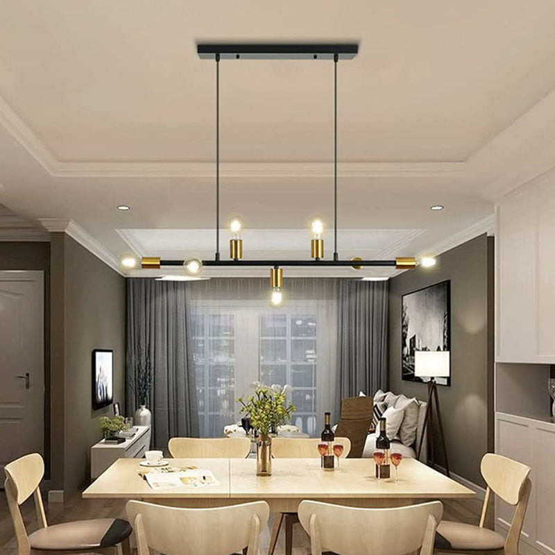 Industrial Iron 7-Light Long Line Chandelier Pendant for Dining Room