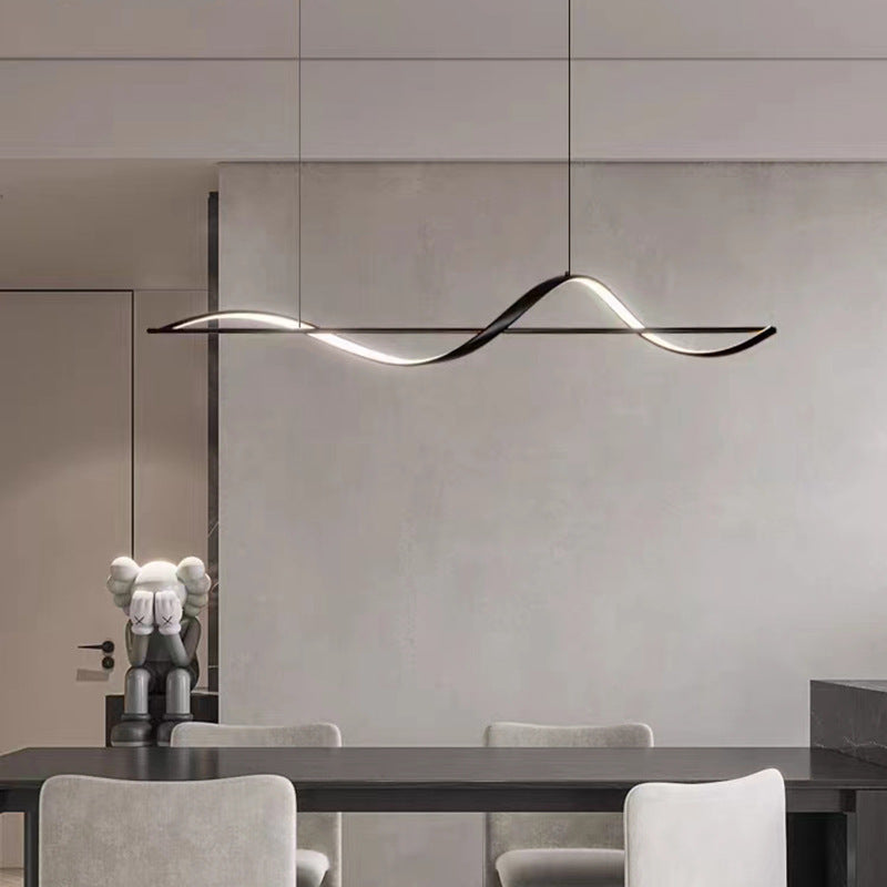 Sleek Aluminum Linear LED Chandelier in Silicone for Dining Room Elegance
