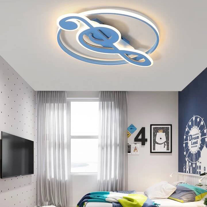 Nordic Style White Music Notes LED Flush Mount Light for Bedroom Hallway