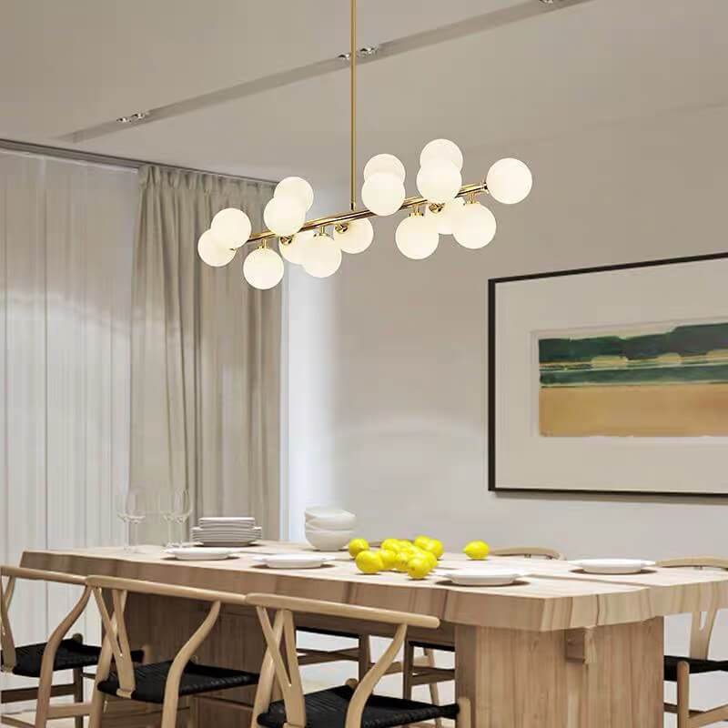 Contemporary Black Iron and Glass 16-Light Chandelier for Dining Rooms