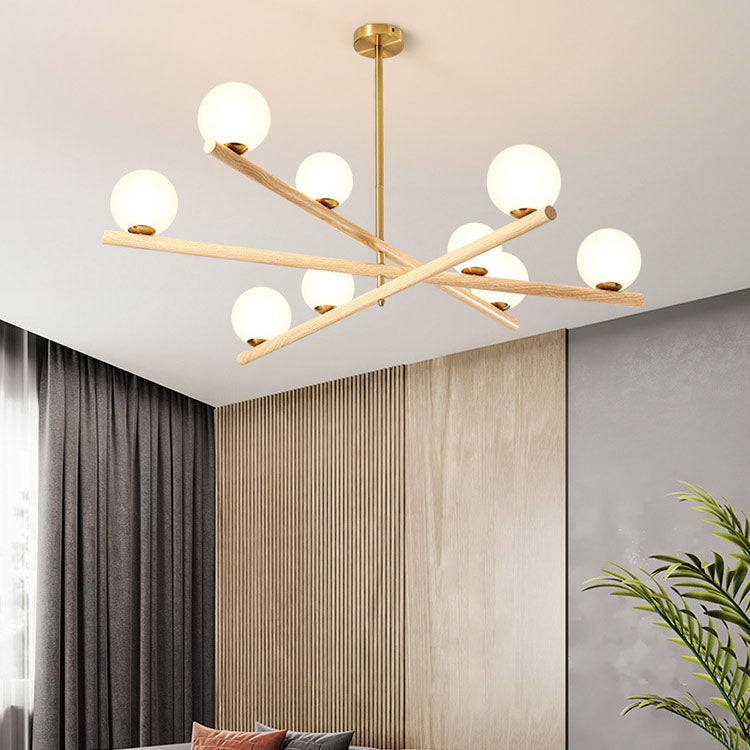 Modern Black Metal & Glass 6/9 Light Chandelier for Living Room