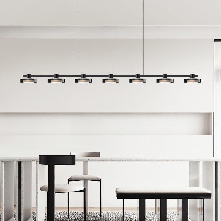 Nordic Black Stainless Steel LED Island Chandelier for Kitchen Decor