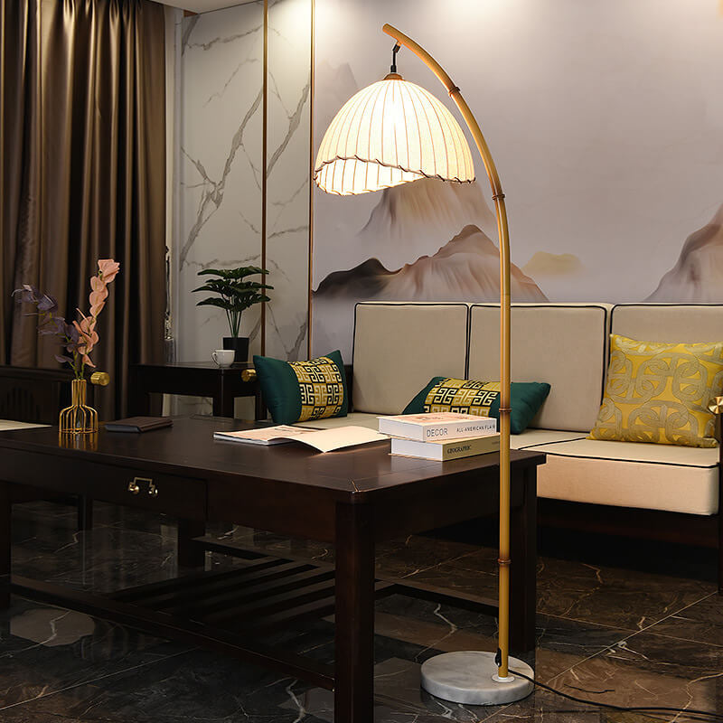 Vintage Bamboo Pole Floor Lamp with Warm Light for Living Room Decor