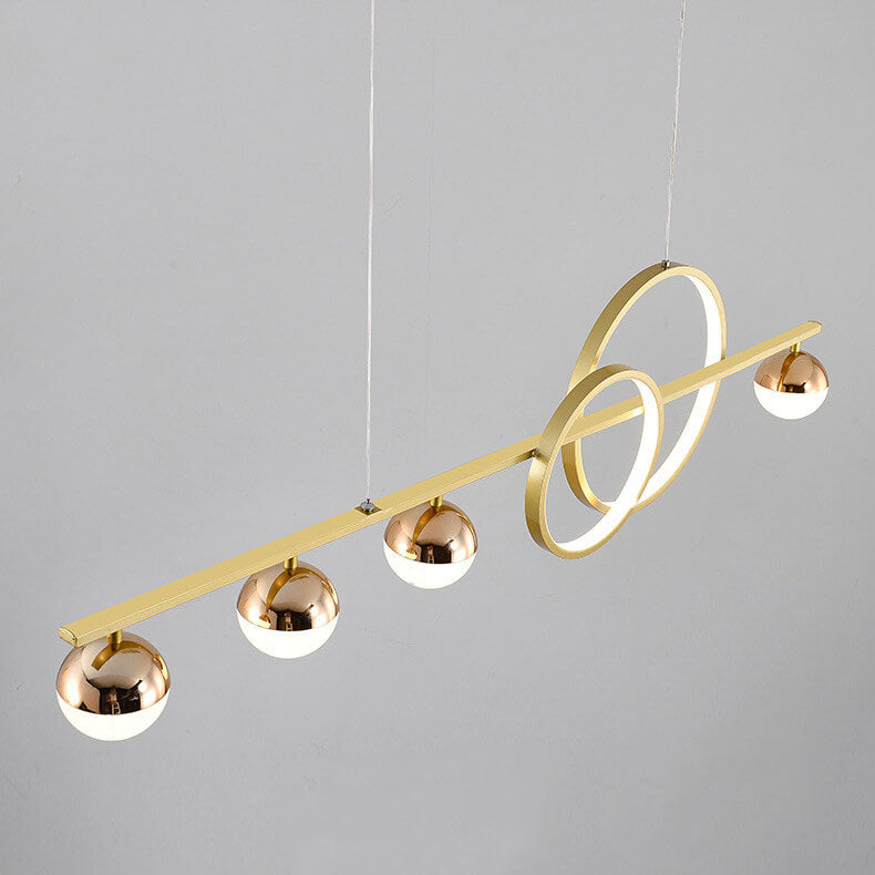 Sleek Silver LED Round Globe Chandelier Pendant Light for Kitchen Island
