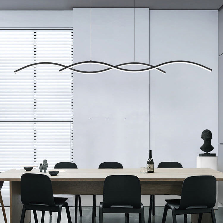 Nordic Minimalist LED Chandelier with Wave Design for Dining Room