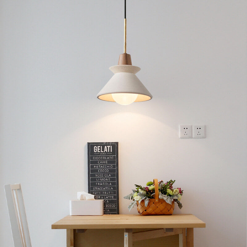 White Cement Nordic Minimalist Tapered Pendant Light for Modern Spaces