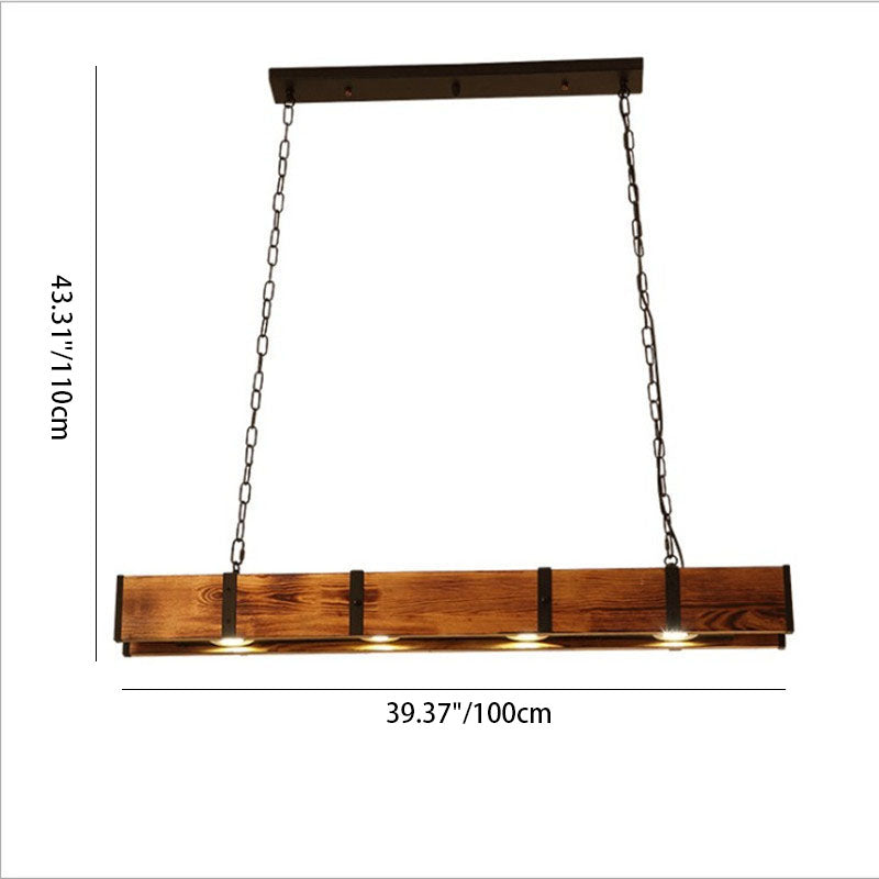 Rustic Vintage Wooden LED Island Chandelier for Dining Room Lighting