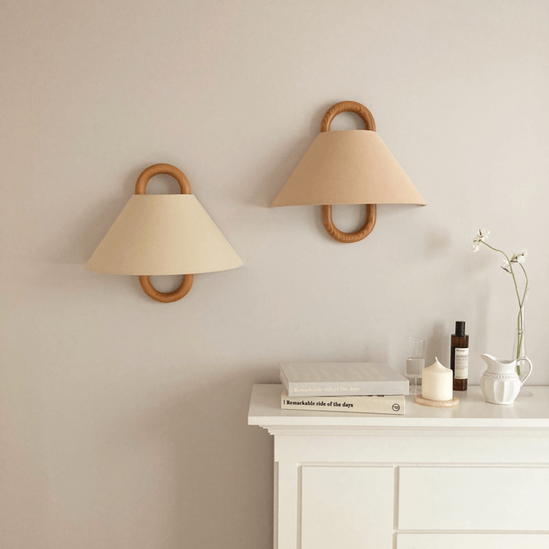 Contemporary Natural Wood Pleated Semi-Circle Wall Sconce for Living Room