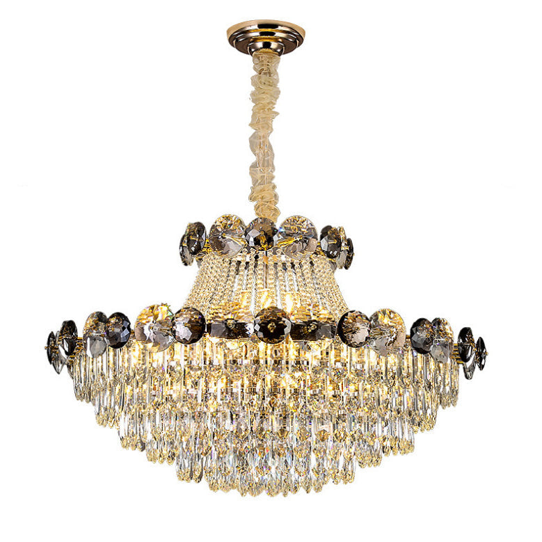Modern Crystal Half Round Ball Iron Chandelier for Living Room, 8-24 Lights