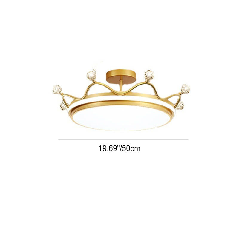 Modern Acrylic LED Semi-Flush Ceiling Light Crown Design for Kids' Bedroom