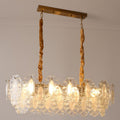 Elegant French Rectangular Pearl Iron Glass 8-Light Chandelier for Living Room