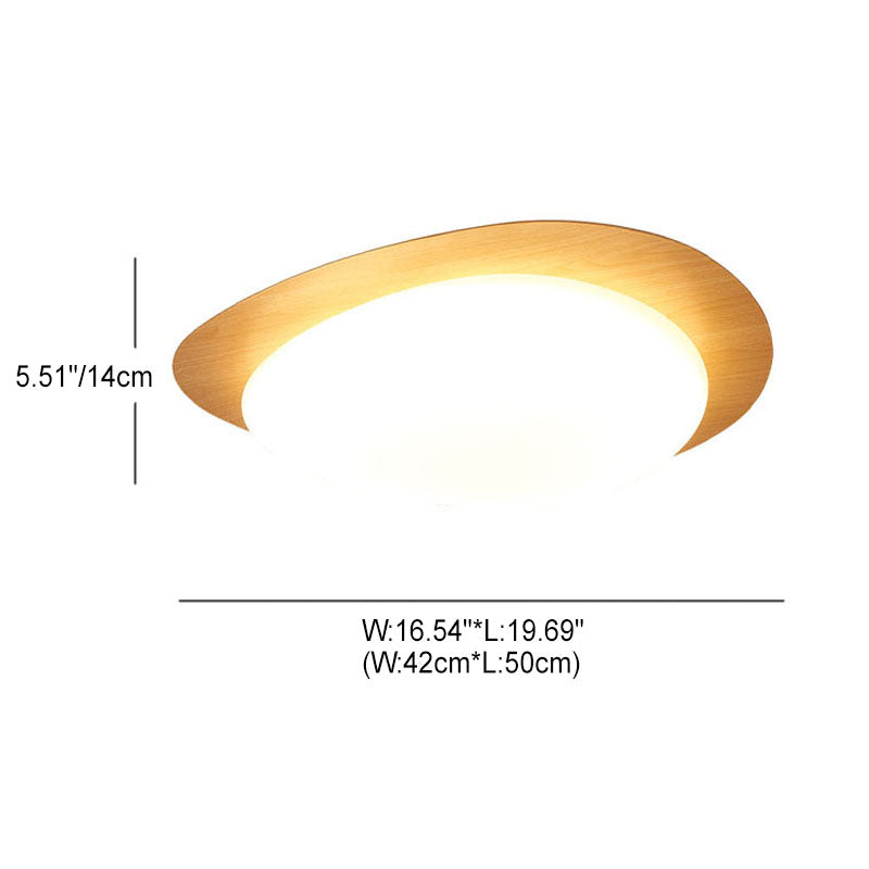 Nordic Oak Wood Grain Pebble LED Flush Mount Light for Living Room