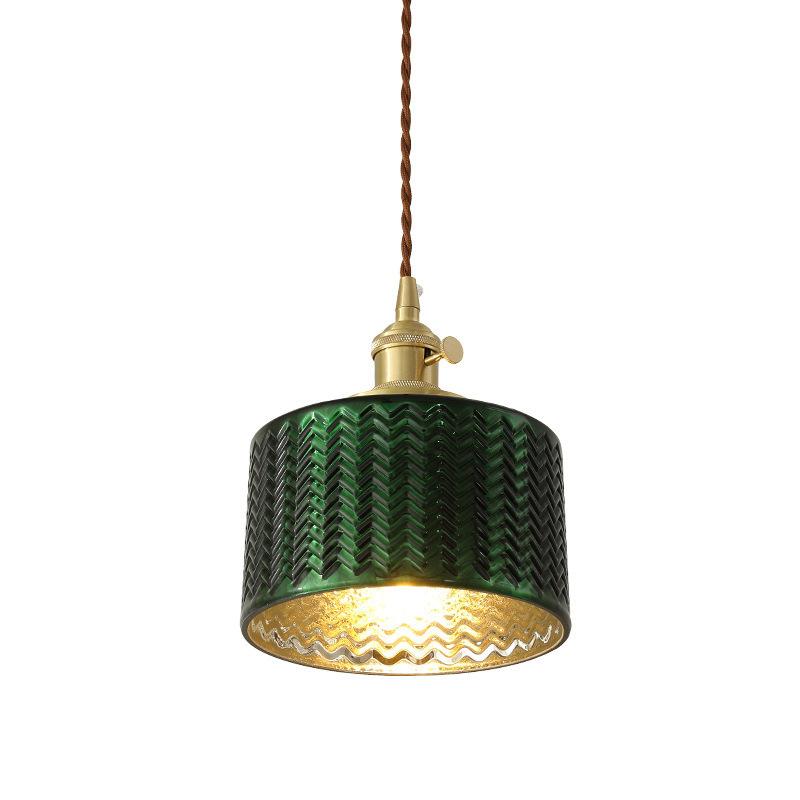 Vintage Green Brass Glass Chandelier Pendant Light for Kitchen Island