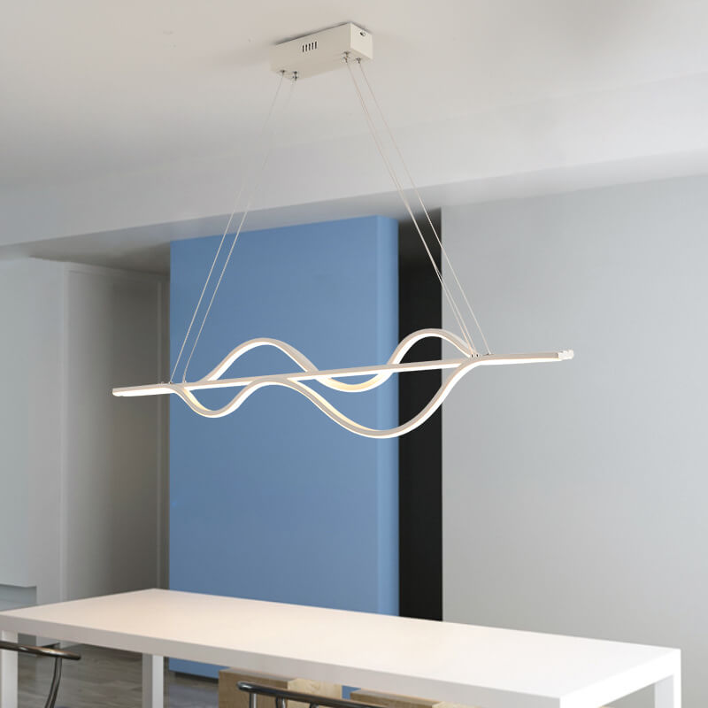 Sleek Black Metal LED Island Chandelier for Modern Kitchen Lighting