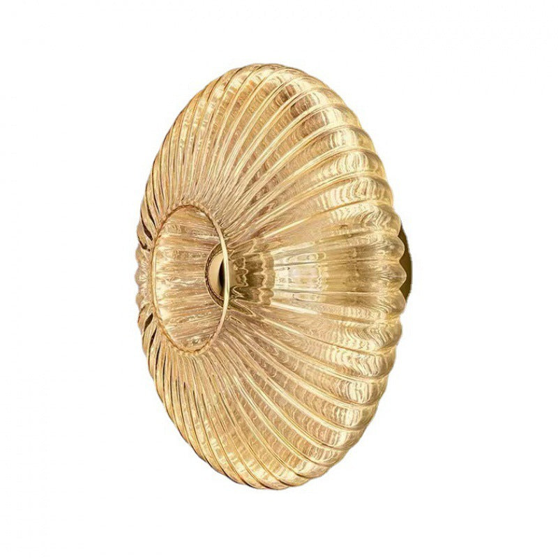 Nordic Iron & Glass Round Disc Wall Sconce Lamp for Modern Living Room