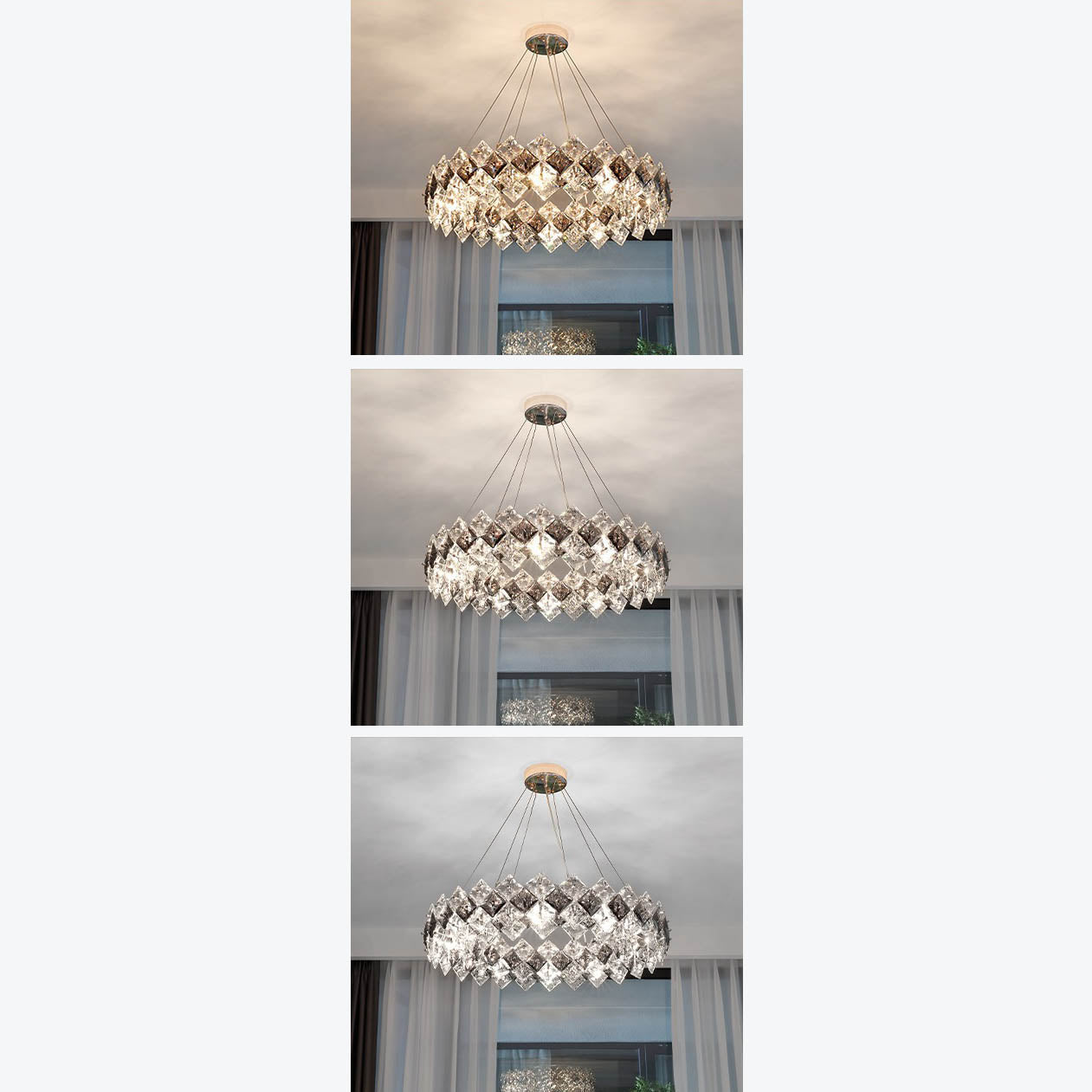 Modern Crystal Circular Chandelier with Plated Hardware for Living Room