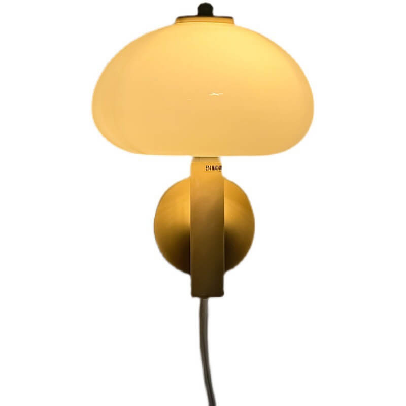 Nordic White Iron and Glass Dome 1-Light Wall Sconce for Bedroom Decor