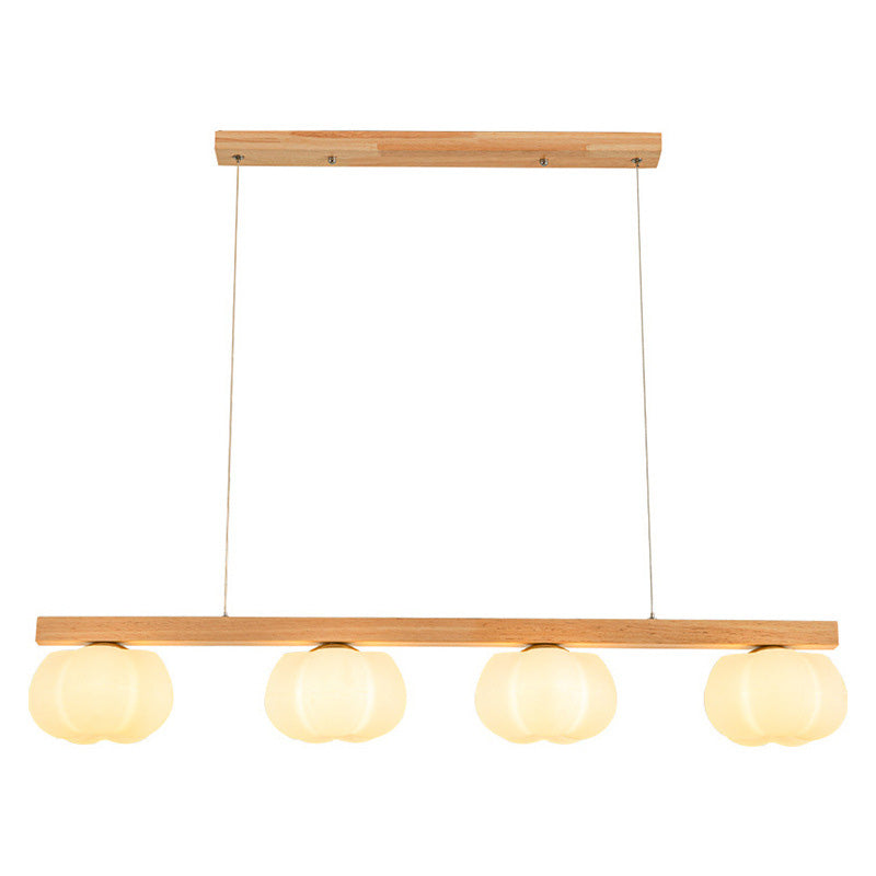Rustic Japanese Wood Grain 4-Light Chandelier for Living Room & Island