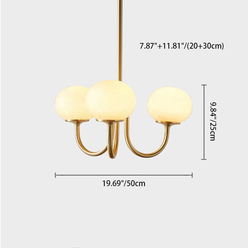 Elegant Traditional French Iron & Glass 3-Light Chandelier for Living Room