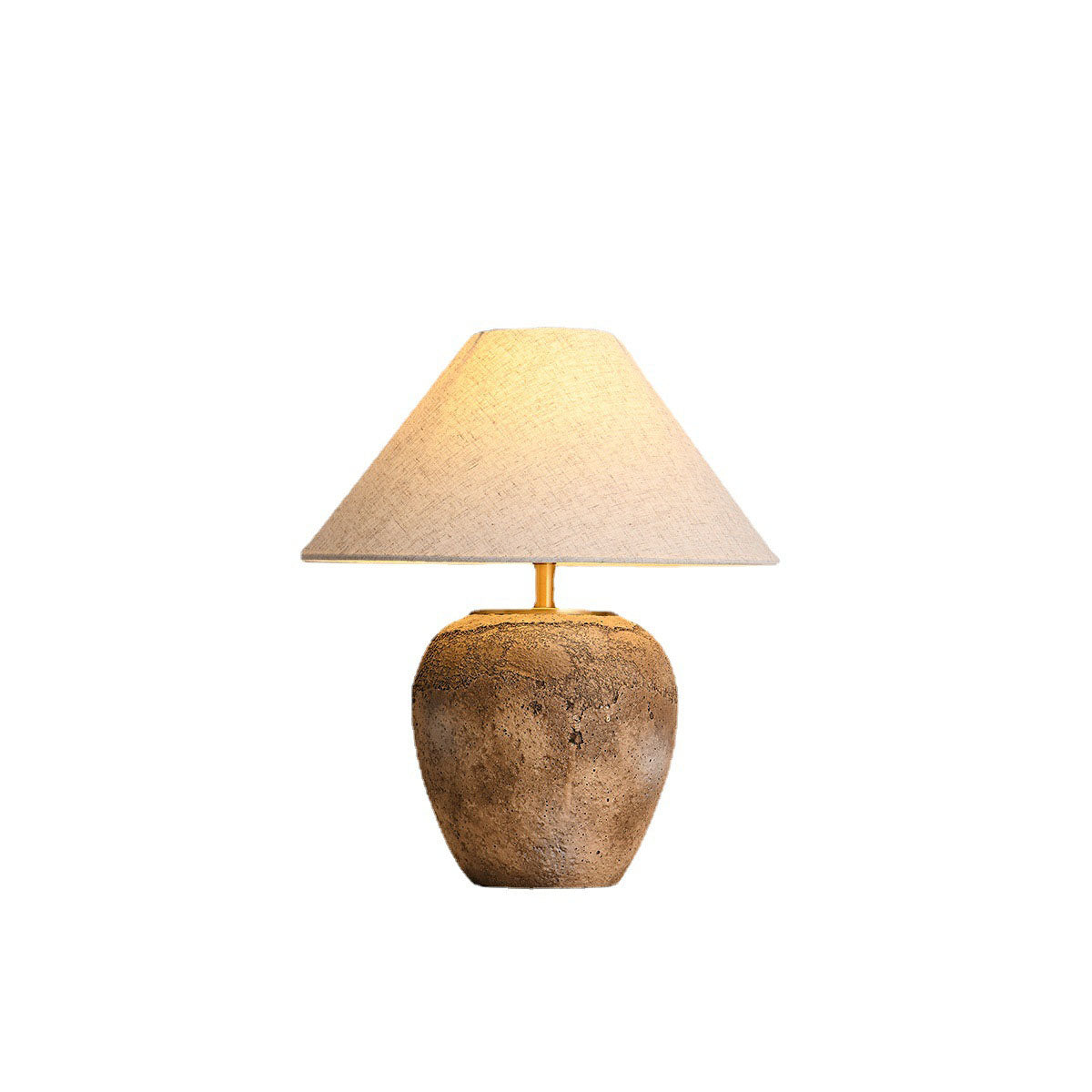 Rustic Shabby Chic Cone Fabric & Ceramic Table Lamp for Bedroom Decor