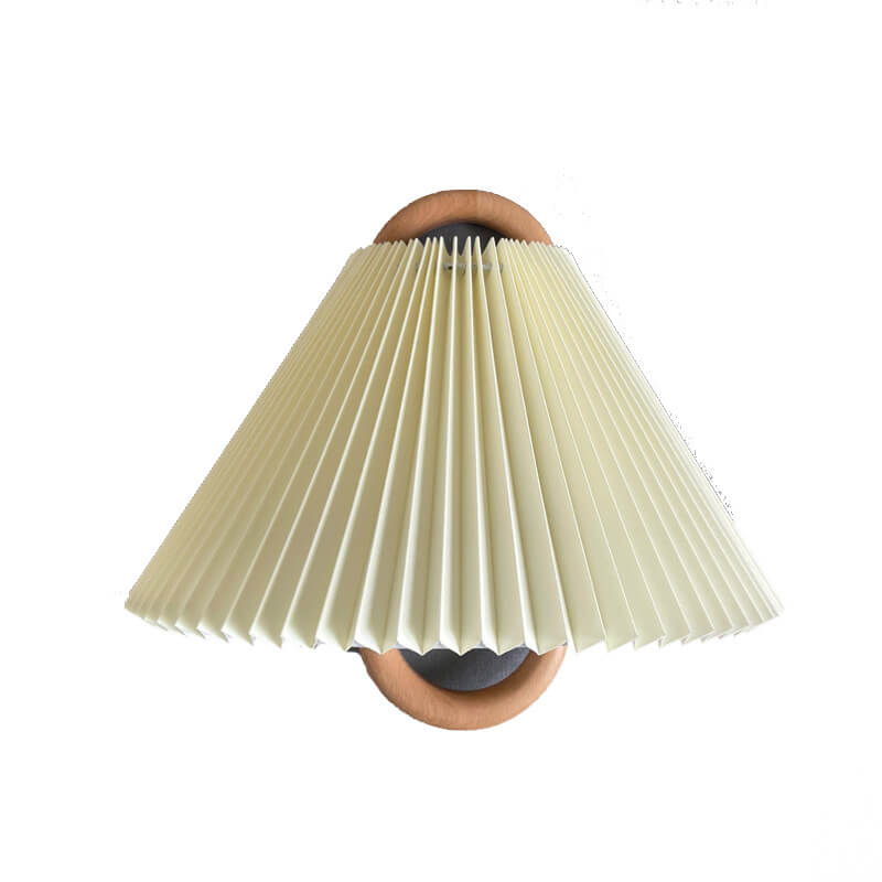 Contemporary Natural Wood Pleated Semi-Circle Wall Sconce for Living Room
