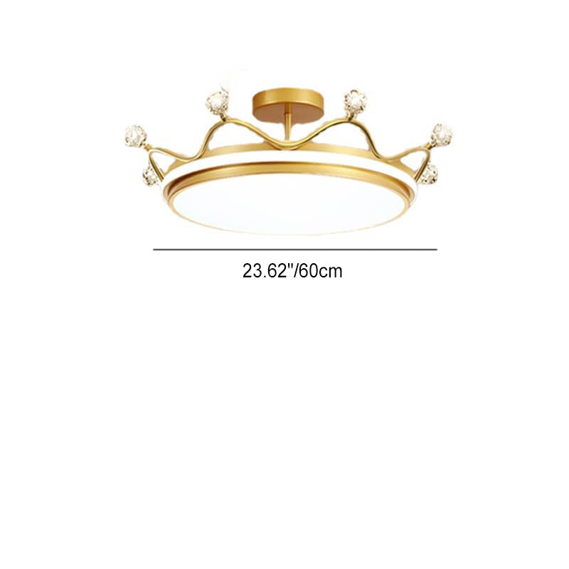 Modern Acrylic LED Semi-Flush Ceiling Light Crown Design for Kids' Bedroom