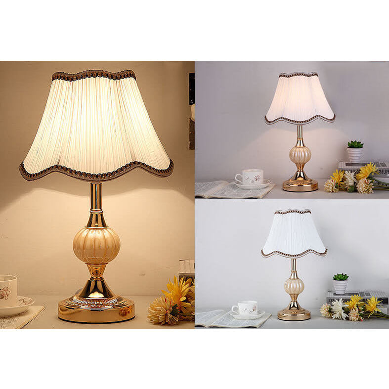 Nordic Vintage Floral Glass Table Lamp for Bedroom or Living Room Decor